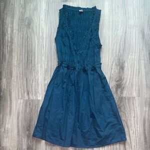 Old Navy Teal Sleeveless Midi Dress with Smocked Bodice